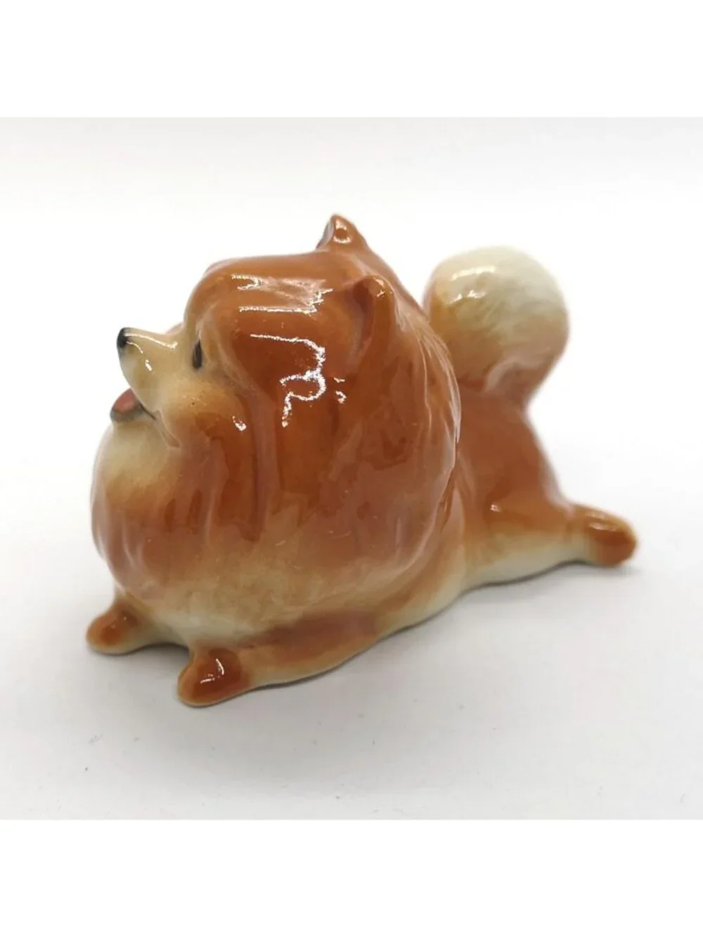 Charming Handmade Ceramic Pomeranian Figurine | Cute Dog Lover Shelf Decor